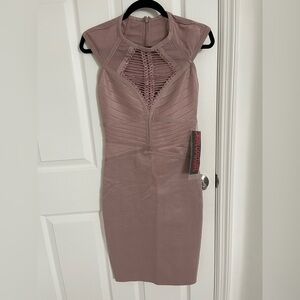 WOW Couture Pink Ruched Bodycon Midi Dress